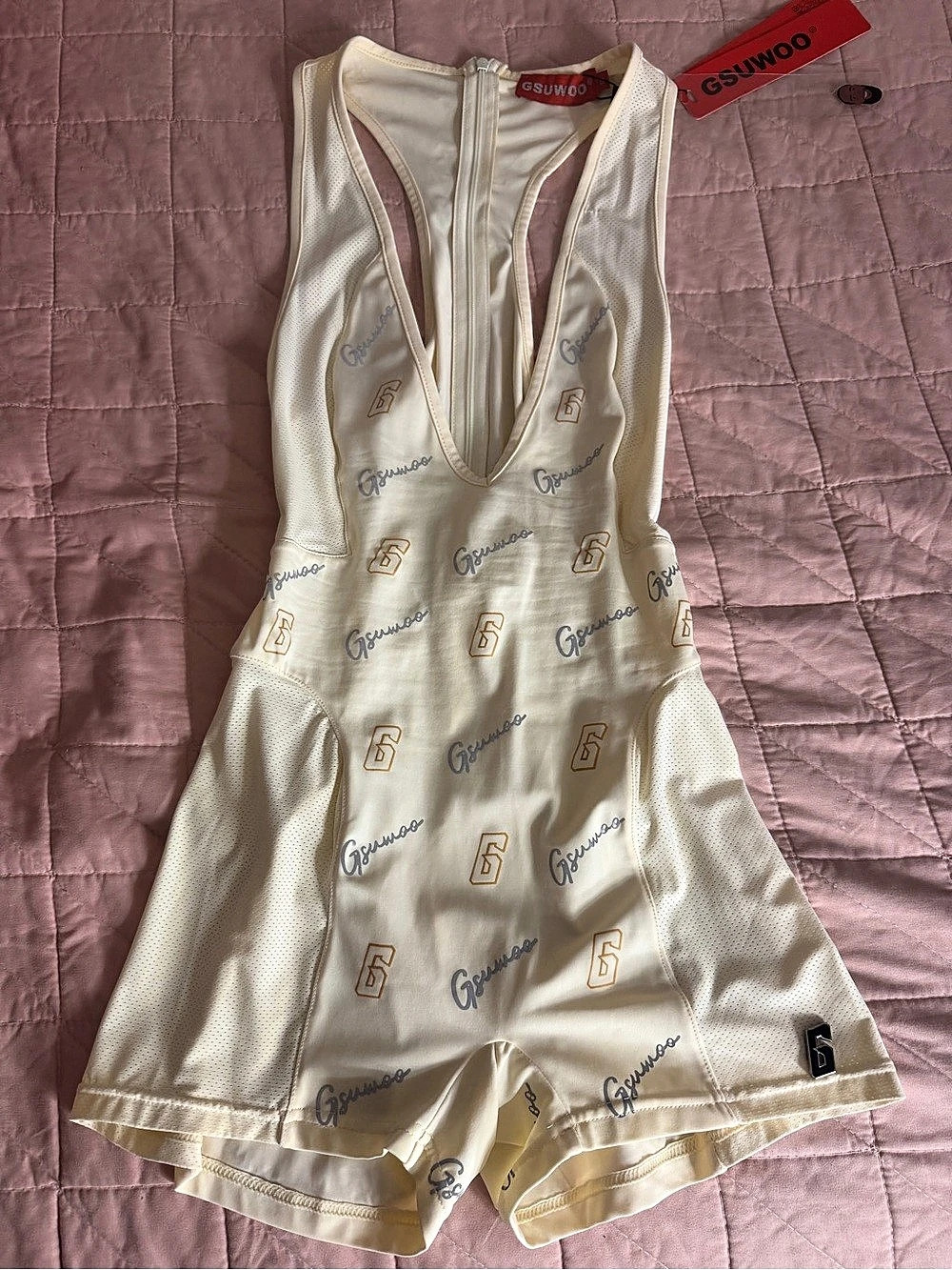Goswunoos Cream Athletic Jersey Romper NWT